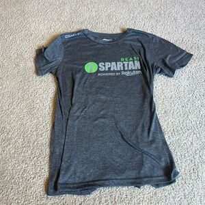 Craft Women's Gray Tee with Green Spartan Beast Logo